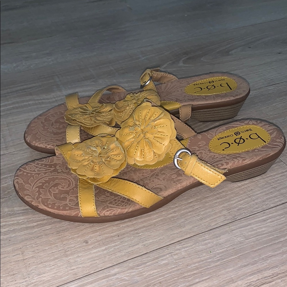 Born Concept VIOLA Mustard Yellow SunFlower Leather Comfort Sandals